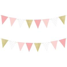 PartyDeco Flaggirlang Rosa & Guld