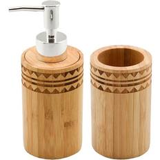 Badkameraccessoires Dkd Home Decor Badkamerset Met Zeeppompje En Tandenborstel 11 cm