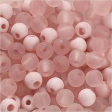 Creotime Plastic Beads, D 6 mm, hole size 2 mm, rose, 40 g/ 1 pack