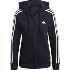 adidas Women Essentials French Terry 3-Stripes Full-Zip Hoodie - Legend Ink/White