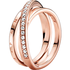 Pandora Crossover Pavé Triple Band Ring - Rose Gold/Transparent