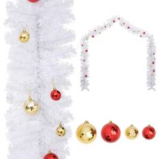 vidaXL Guirnalda De Navidad Decorada Con Bolas Blanco 5 M