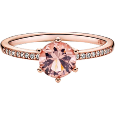 Pandora Sparkling Crown Solitaire Ring - Rose Gold/Pink/Transparent