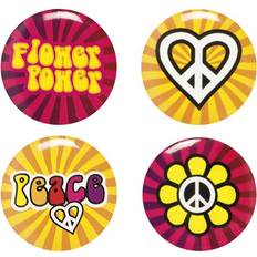 Décorations de Fête Vegaoo Set de Badges Hippie Flower