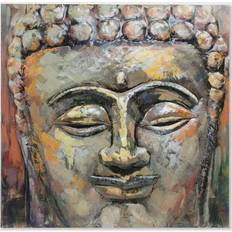 Billeder på tilbud Dkd Home Decor Maleri Buda Træ Metal Orientalsk Buddha (80 x 80 x 7 cm) Billede