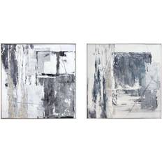 Sort Billeder Dkd Home Decor Maleri Abstrakt (2 pcs) (80 x 3 x 80 cm) Billede