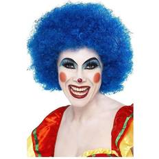 Blauw Pruiken Smiffys Carnaval verkleed Afropruik groot blauw volwassenen clown