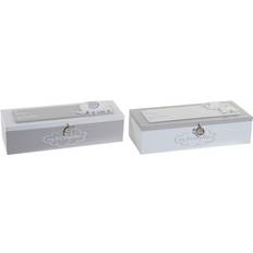 Vita Askar Dkd Home Decor Dekorationslåda Metall Trä MDF (24 x 8 x 6 cm) (2 pcs) Ask