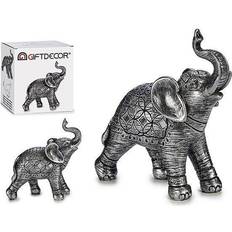 BigBuy Home Elefant Silver Harts Silver (6 x 15 x 14 cm)