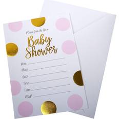 Neviti 771402 Pattern Works-Baby Shower Invitations with Envelopes Pink, 15 x 10 x 0.1 cm