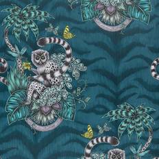 Wallpapers Midbec Emma J Shipley Animalia Lemur Wallpaper Navy W0103/03