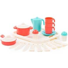 Plastica Giocattoli da cucina Polesie Set da cucina su vassoio (3 persone) rosso