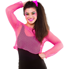 Tops & Truien Feestjurken Wicked Costumes Visnet shirt Maud 80- jaren neon roze