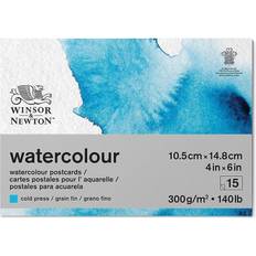 A base de agua Papeles Winsor & Newton and Watercolour Paper Pad, A6 (10,5 x 14.8 cm) 15 Sheets, 300 g/m² Glue Bound, Cold Pressed, Acid Free, Mixture of 25 Percent Cotton and Cellulose Fibres, Natural White