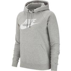 Nike club grey hoodie NIKE Sportswear Club Fleece Women's Logo Pullover Hoodie - Dark Grey Heather/White