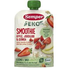 Jordbær Babymad & Tilskud Semper Smoothie Apple Strawberry & Quinoa 100g