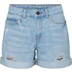 Smiley Normal Waist Denim Shorts - Light Blue Denim
