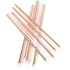 Party lys Creative Party Lys Lange med Holdere Pastelrosa og Guld 16-pak
