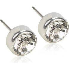 Krystall Øredobber Blomdahl Bezel Earrings - Silver/Transparent