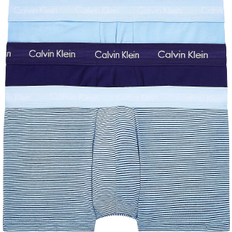 Calvin Klein Cotton Stretch Low Rise Trunks 3-pack - Hortensia Blue/Stripe/Purple Fuss