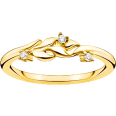 Thomas Sabo Charm Club Leaves Ring - Gold/Transparent