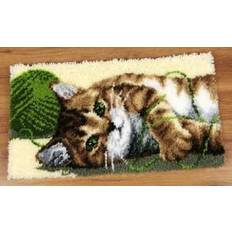 Latch Hook Packungen Handarbeitsets Vervaco Latch Hook Kit: Rug: Playful Cat, Cotton, NA, 67 x 39cm