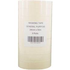 General Purpose 25mmx50m White Masking Tape (Pack of 9) 07517