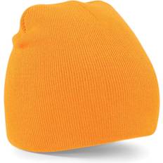Beechfield Plain Basic Knitted Winter Beanie Hat - Fluorescent Orange