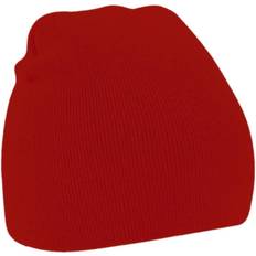 Beechfield Plain Basic Knitted Winter Beanie Hat - Classic Red