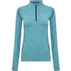 Seamless Jumpers Tridri Seamless 3D Fit Multi Sport Performance Zip Top Women - Turquoise