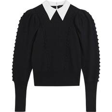 Puff Sleeve Jumpers Ted Baker Aledina Knit Jumper With Collar Detail - Dark Navy