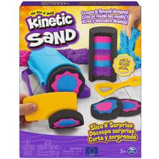 Sabbie Magiche Kinetic Sand Set Slice N'' Surprise Sabbia cinetica 380gr Sabbia magica Sabbia colorata nera, rosa e blu 7 accessori e strumenti inclusi Giocattoli per bambini e bambine 3 anni