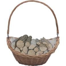 Haardhoutmanden vidaXL Houtmand met handvat 57x46,5x52 cm wilgenhout bruin