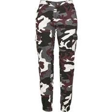 Camouflage - Women Trousers Urban Classics Ladies High Waist Camo Cargo Pants - Wine Camo