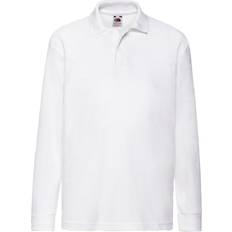 Long Sleeves Polo Shirts Children's Clothing Fruit of the Loom Kid's 65/35 Long Sleeve Polo - White (0632010)