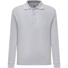 Elastan Pikéskjorter Fruit of the Loom Kid's 65/35 Long Sleeve Polo - Heather Grey (0632010)