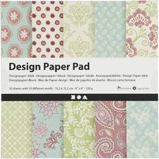 Groen Papieren Creotime Designpapper, mintgrön, lila, 15,2x15,2 cm, 120 g, 50 ark/ 1 förp