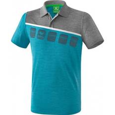 Erima 5-C Polo Shirt Kids - Oriental Blue Melange/Grey Marl/White