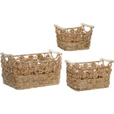 Dkd Home Decor Korg set Fibrer Boho Sjögräs (3 pcs) Korg