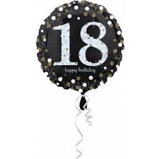 Vegaoo Amscan Folienballon 18 Sparkling Birthday, Schwarz, Silber, Gold (5)