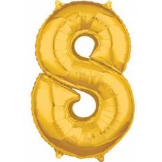 Amscan Anagram 3656101 Number 8 Gold Foil Balloon 26"