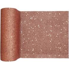 Goud Tafelkleden Santex Tafelloper op rol rose goud glitter 18 x 500 cm polyester