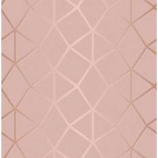 Fine Decor Platinum Blush Geo Trellis Vinyl Wallpaper Blush