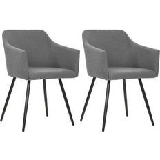 vidaXL Dining Chairs 2 Pcs Accent Upholstered Chair with Metal Legs Dark Gray Fabric Chaise de Cuisine 80cm 2pcs