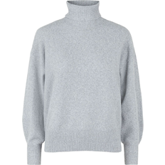 Pieces Pccava Ls High Neck Knit Light Grey Female