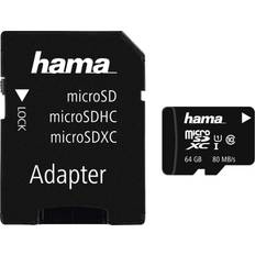 Minnekort & minnepenner Hama MicroSDXC Class 10 UHS-I U1 V10 80MB/s 64GB + Adapter