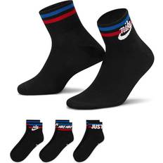 NIKE Økologisk materiale Strømper NIKE Essential Ankle Socks 3-pack - Black/White/Game Royal/University Red