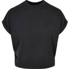 Urban Classics Ladies Short Pigment Dye Cut On Sleeve Tee - Black