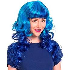 Folat Neon Blue Wig with Curls