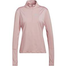 Dame - Slim T-skjorter Adidas Own The Run 1/2 Zip Long Sleeve T-shirt Women - Wonder Mauve